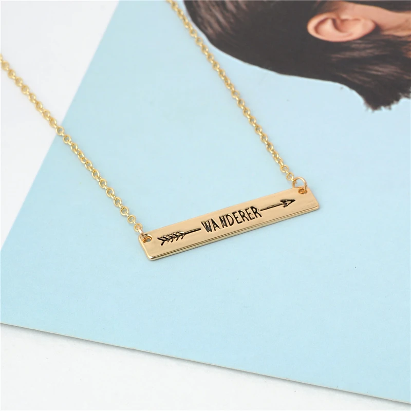 10 шт. Мода Письмо necaklce бар кулон ручной работы надписи &quotСтранник&quot Цепочки и