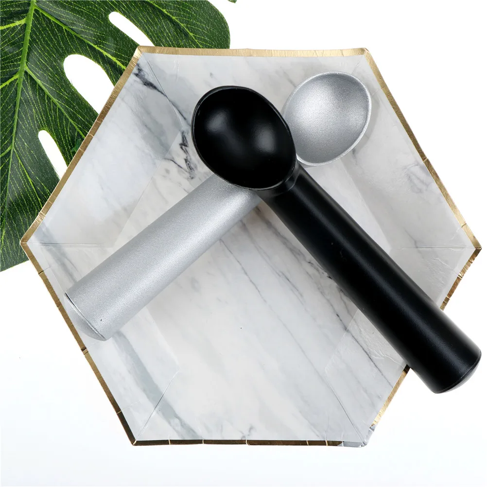 Нержавеющая Сталь Совок для мороженого 18 см длинный Ручная стирка Серебро Черный