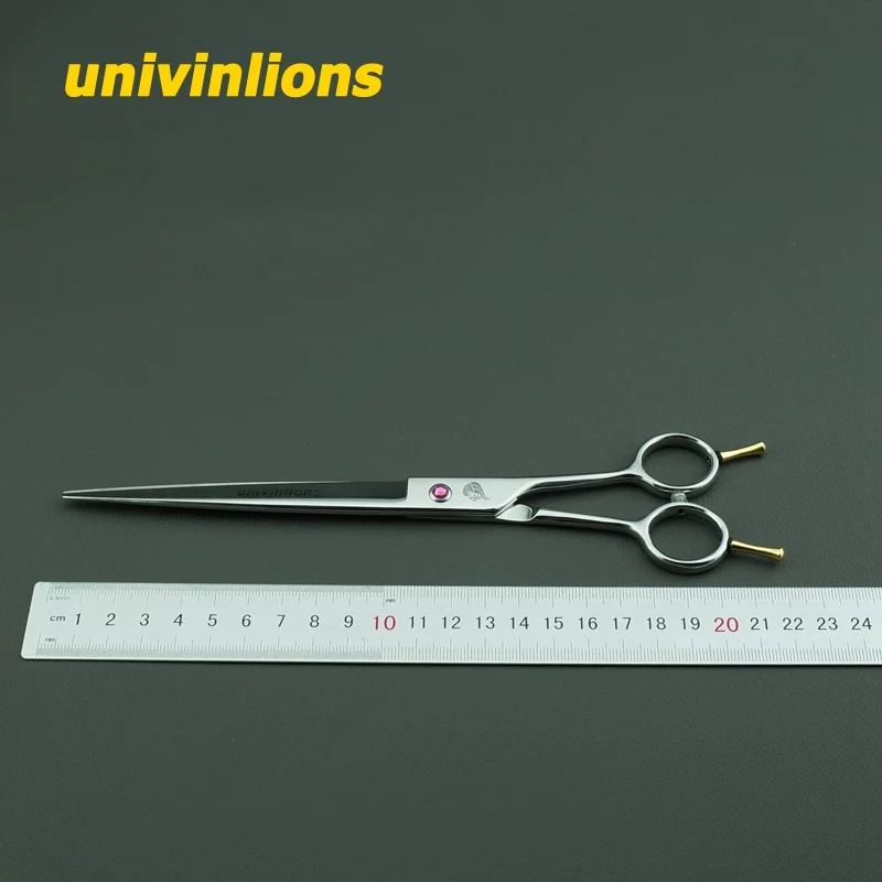 Серебристый Univinlions, 8 дюймов, прямые ножницы для стрижки собак, ножницы для стрижки собак, ножницы для стрижки домашних животных, ножницы для стрижки кошек, бритвы - Цвет: Серебристый