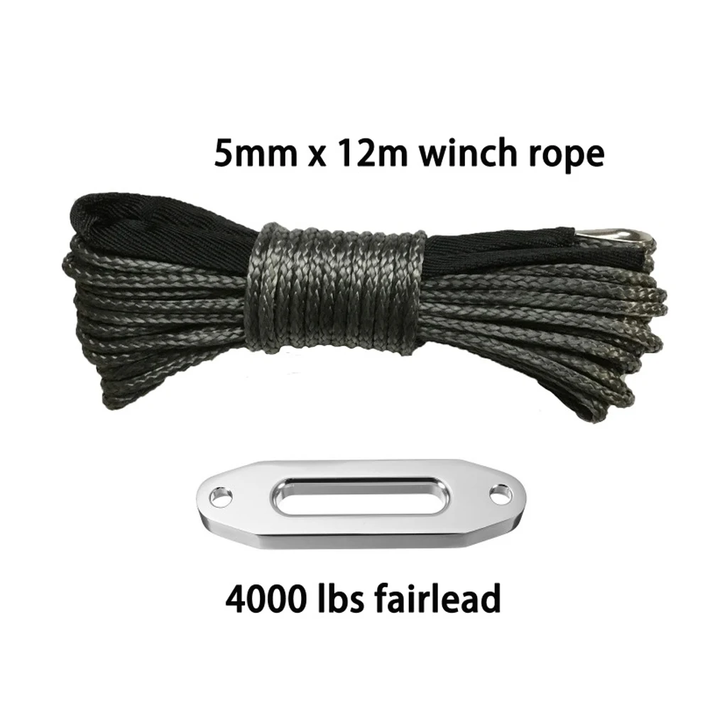 5 мм * 12 м + 4000 фунтов fairlead синтетическая лебедка трос с оболочкой и наперсток для 4x4
