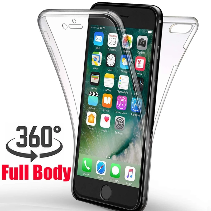 

360 Degree Shockproof Case for iPhone XR XS Max X 8 7 6 6S Plus 5 5S SE Full Body Protective Cover Soft TPU Front Hard PC back