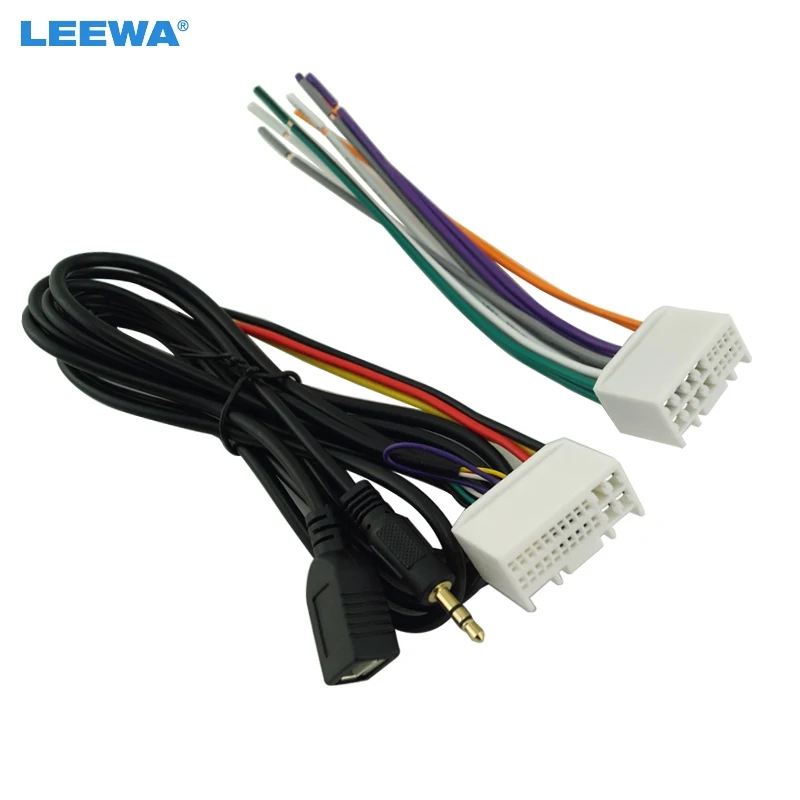 LEEWA 5 комплектов автомобильный аудио CD стерео проводка адаптер с USB/AUX (3 мм) разъем