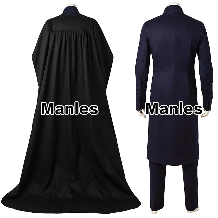 Профессор Северус Снейп Косплэй костюм плащ черный Robe Adult Для мужчин Хогвартс Школа Дары смерти Хэллоуин одежда индивидуальный заказ