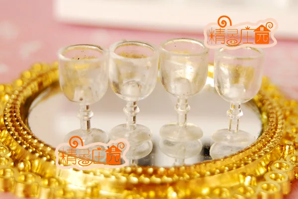 G05-X479 children baby gift Toy 1:12 Dollhouse mini Furniture Miniature rement Transparent plastic glasses wine cups 4pcs/set | Игрушки и
