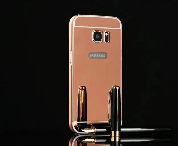 Для Samsung Galaxy S4 S6 S7 S8 S9 Plus A50 чехол Алюминиевый металлический каркас зеркальный
