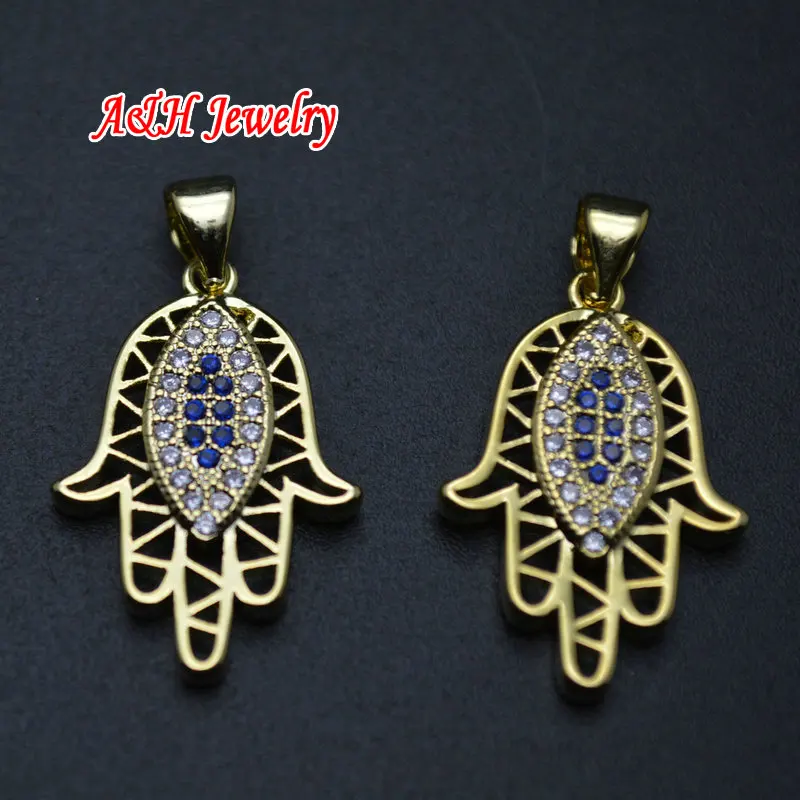 Подвески в виде руки хамсы золотого цвета с Cz бусинами вставка подвеска Фатима