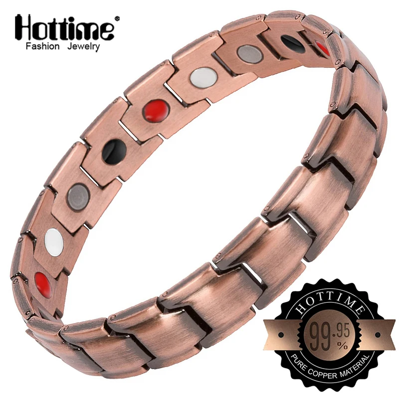 Hottime Elegant Pure Copper Magnetic Therapy Bracelet Pain Relief for Arthritis and Carpal Tunnel Healing Men's Fashion Jewelry|Цепочки и
