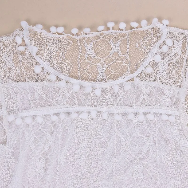 Солевой 2017 жаркое лето платье сексуальные кружева лоскутное белые Для женщин