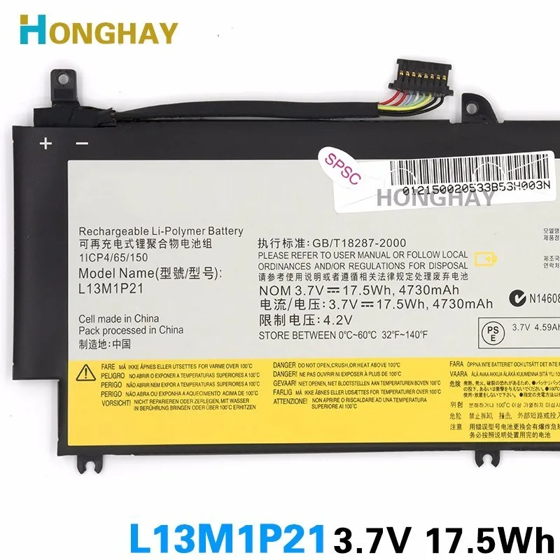 Оригинальный планшетный аккумулятор Honghay L13M1P21 для Lenovo Miix 2 8-дюймовый ПК L13L1P21 3 7 В 17
