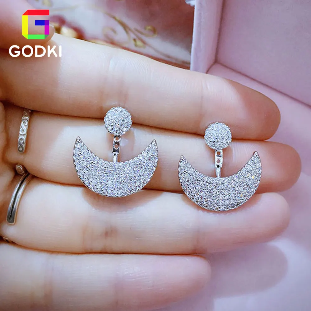 GODKI Роскошные Мико Pave CZ Follow Moon Форма кубического циркония ювелирные изделия