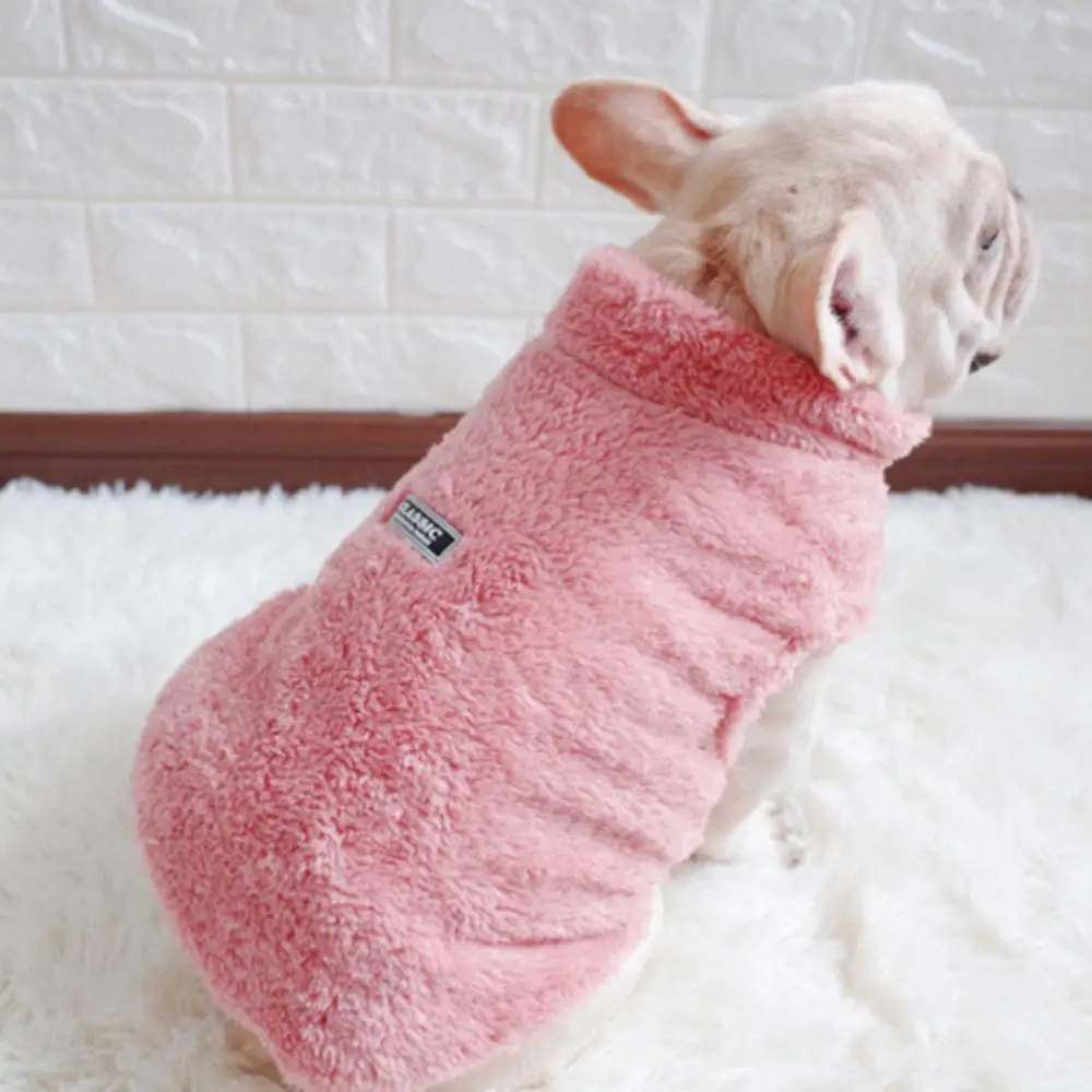 Pink Новая зимняя одежда для домашних животных, одежда для маленьких и средних собак, одежда для щенков, пальто для чихуахуа, куртки, костюмы мопса, теплый флисовый жилет для французского бульдога - Цвет: Pink
