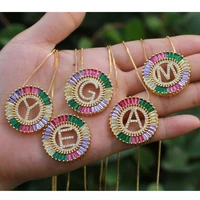 2019 hot sale 26 letter pendant with cz settings a to z colorful cz letter charms for diy jewelry delicate feminine necklace