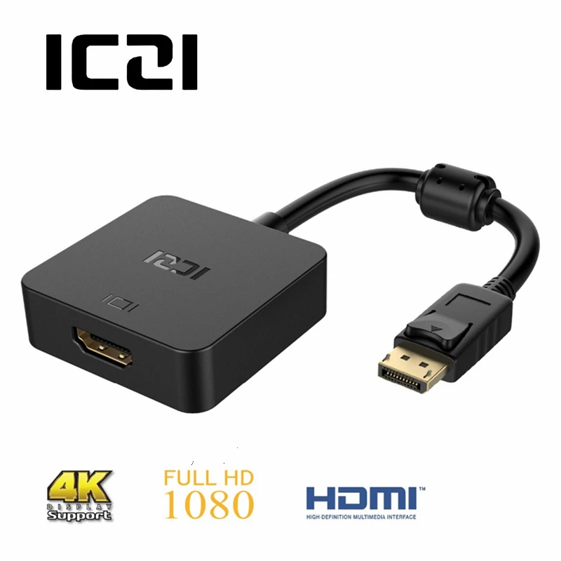 ICZI 4K активный Адаптер DP к HDMI DisplayPort 1 2 4 позолоченный конвертер для ПК мониторы