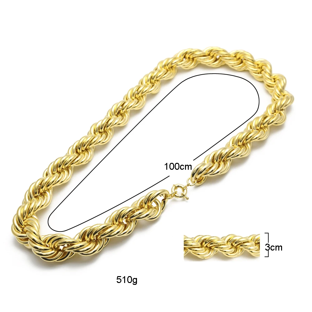 Серебряный минимальный заказ 50 шт. хип хоп негабаритная Веревка Цепь Мужская