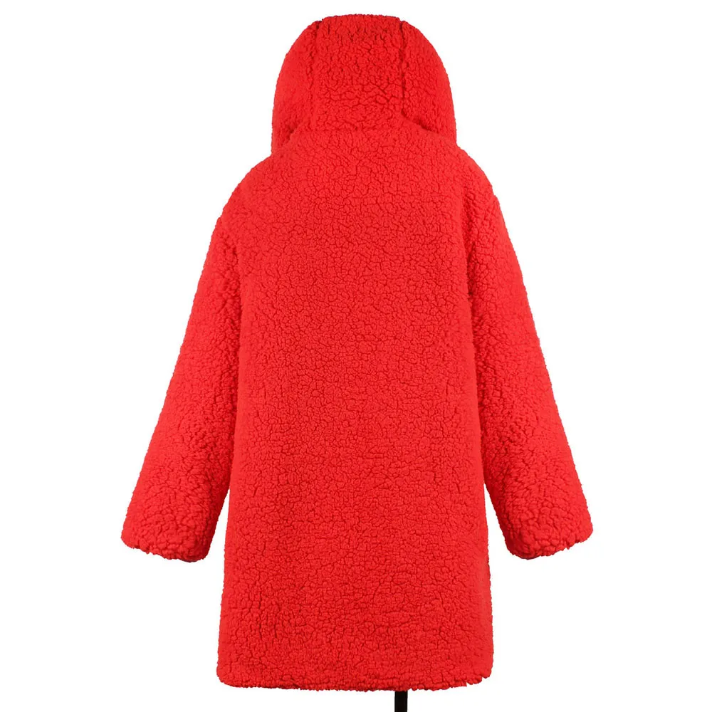 Женские куртки и пальто зимние толстые из искусственной шерсти Ovearcoat длинные двухсторонние парки женские зимние плюшевые пальто с капюшоном