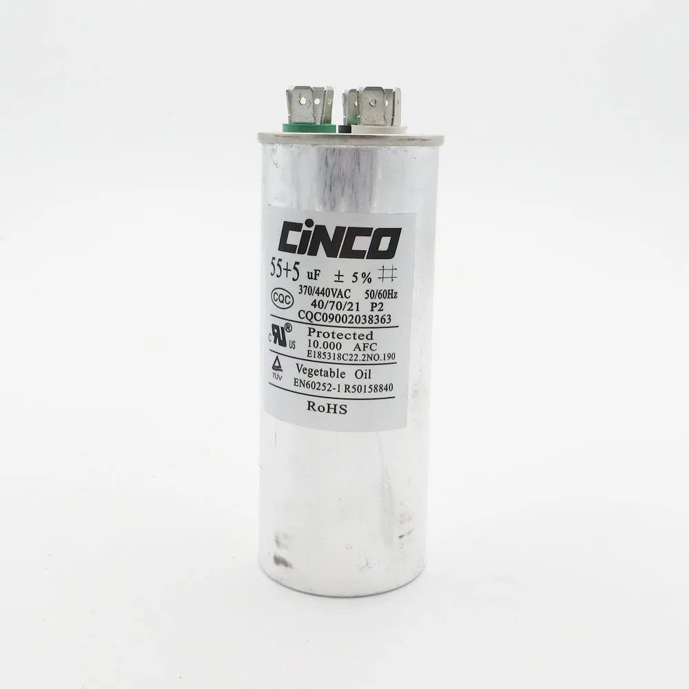 55 uF + 5 370/440VAC Run Capacitor Air Conditioner Compressor Motor Start CBB65 Aluminum Can P2 CBB65A-1 370V 440V | Электроника