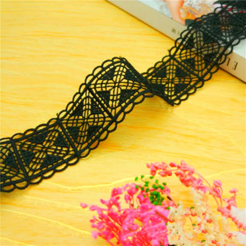 2 ярда кружевная отделка из полиэстера шелковая вышивка аксессуары для украшения