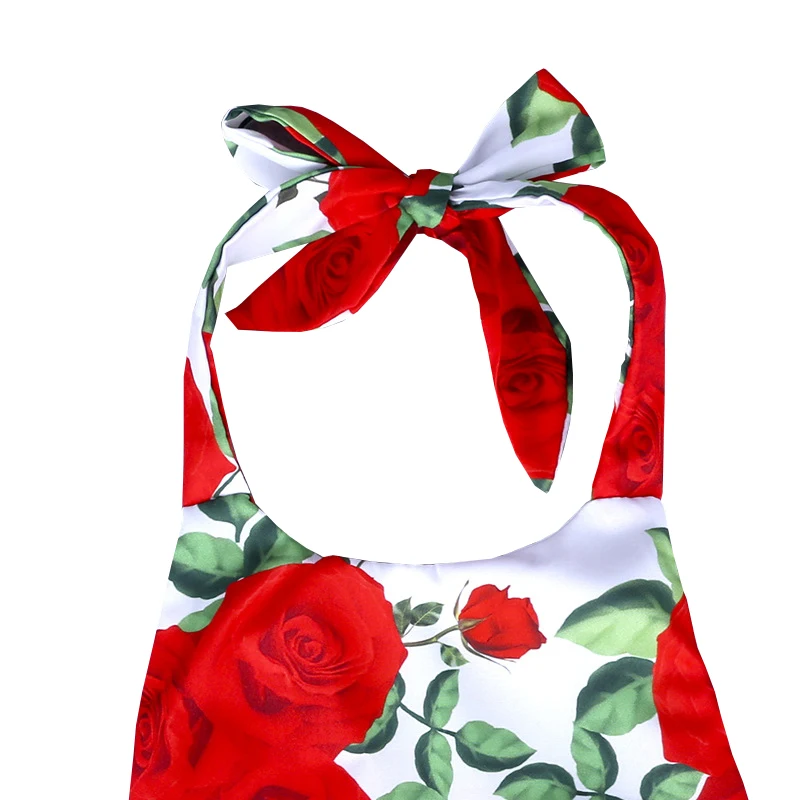 Лето 2009 платье с вырезом и плечом для девочек + пояс детское красное пляжное