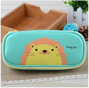 lion green Милый мультфильм Карандаш Чехол ручка в форме пингвина сумка Kawaii канцелярские принадлежности карандаш держатель из искусственной кожи Карандаш сумка, школьные принадлежности Подарочная коробка ручка чехол - Цвет: lion green