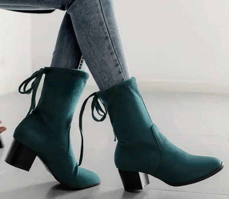 Sapato feminino Женские ботинки до середины икры женская обувь квадратный Обувь на