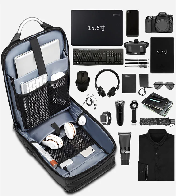 Рюкзак для ноутбука 15 6 дюйма черный деловой мужской рюкзак Mochila с USB зарядкой