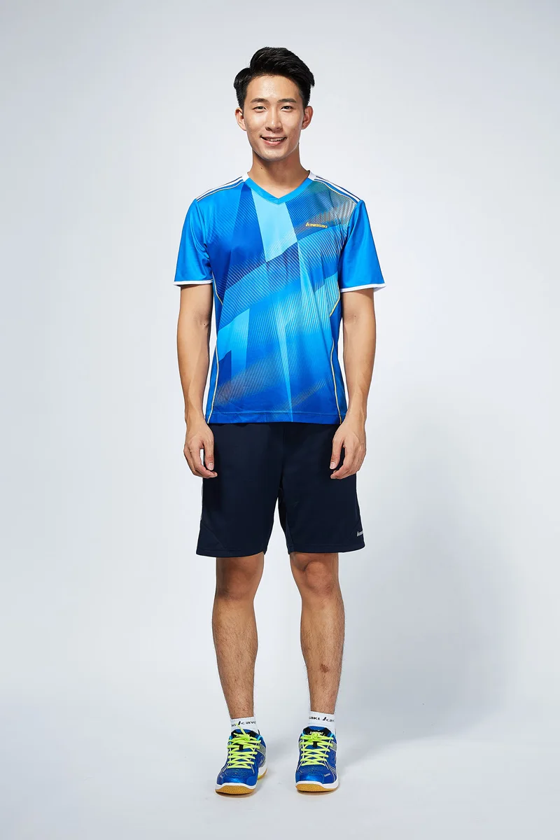 Kawasaki Бренды Для мужчин бадминтон JerseyShort рукав быстросохнущая полиэстер теннис Футболка спортивная Костюмы ST-T1008