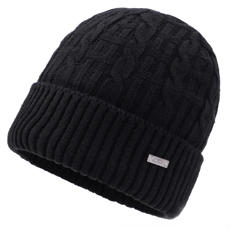[NORTHWOOD] Высококачественная зимняя шапка для мужчин и женщин Skullies Beanies Plus бархатная вязаная шапка Толстая теплая Кепка Лыжная шапка - Цвет: Черный