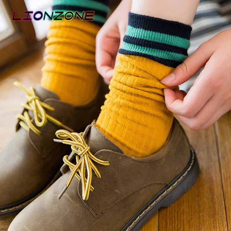 LIONZONE 3 пары японские корейские студенты взрослые хлопковые чулки с ворсом