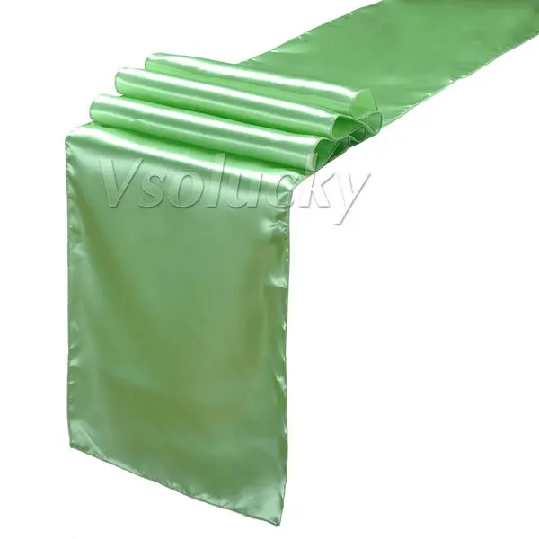 Light green Атласная настольная дорожка 1" x 108" для свадебного торжества, для мероприятий, украшения на Рождество 30 см x 275 см - Цвет: Light green