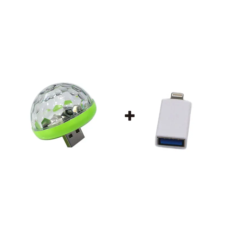 Автомобиль USB DJ лампа Красочные RGB атмосферные огни магический шар эффект лампы для телефона диско сценическая Домашняя вечеринка, праздник KTV клуб бар - Испускаемый цвет: Green add ForApple