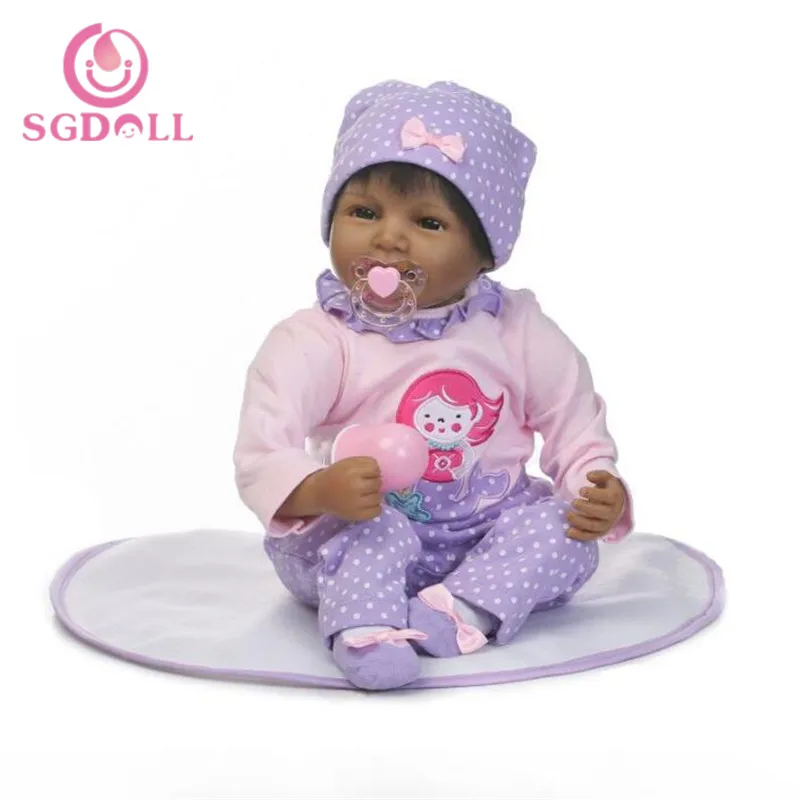 55 см/22 &quotReborn Baby Doll черный афроамериканец Силиконовые Винил Реалистичная