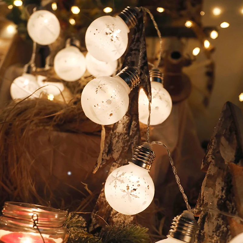 Украшения Рождество 6 м 40 шариков белый полый кленовый лист лампы на веревочке