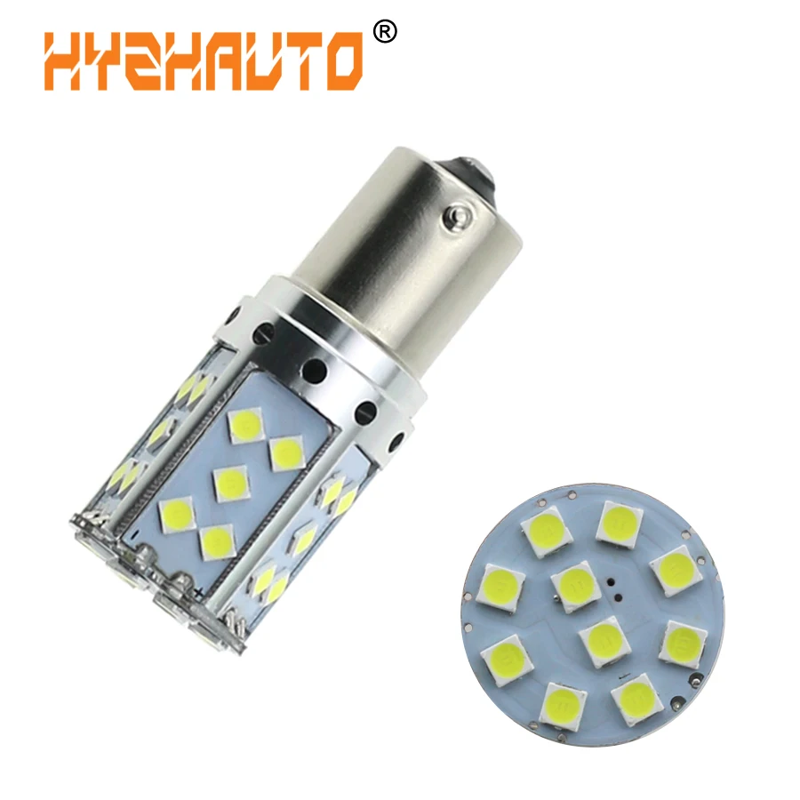 HYZHAUTO 1156 P21W светодиодные автомобильные лампы BAU15S PY21W белый Canbus без гипервспышки