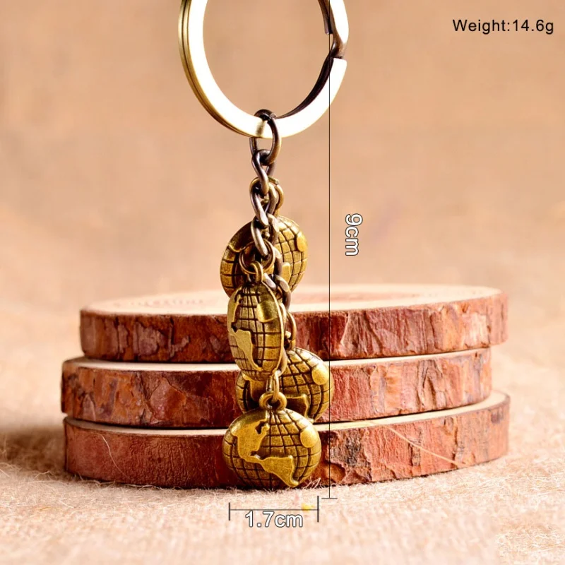 Vintage Antique Bronze Zinc Alloy Metal Chain Map Keychain Ball Earth Keyring World Accessory Tellurion Brelok Gift Souvenir | Украшения и