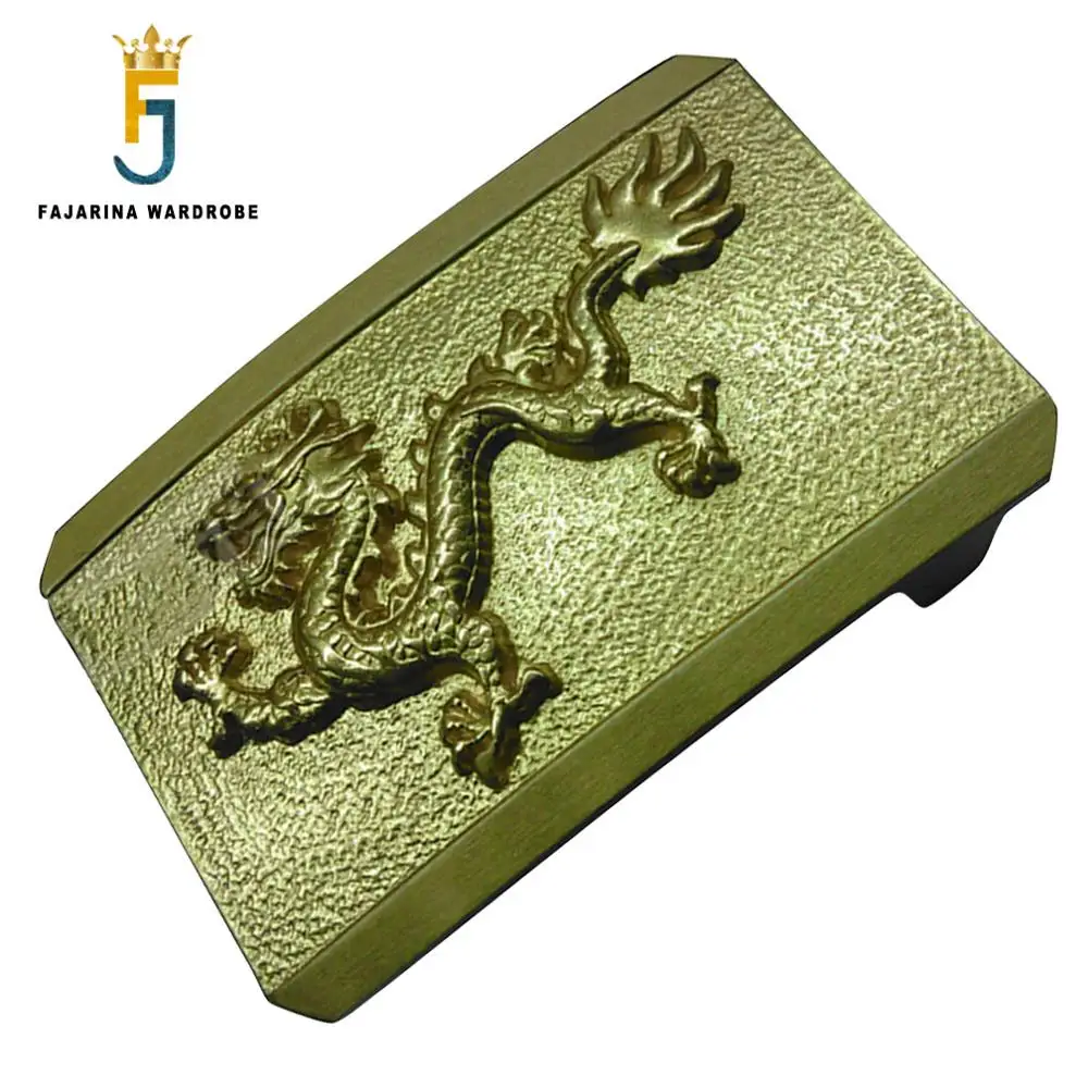 

FAJARINA Unique Smooth Buckle Styles Chinese Dragon Map Embossed Belt Buckle Solid Brass Buckles for Men 3.8cm Width Belt BCK018