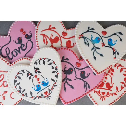 Любовь птицы сердце фотоэлемент боковой трафарет торта трафареты цветов для