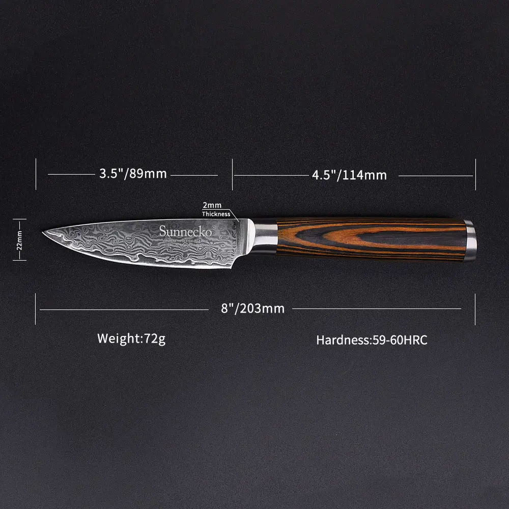 SUNNECKO 3 5 дюймовый нож для очистки овощей Дамасские кухонные ножи японский VG10