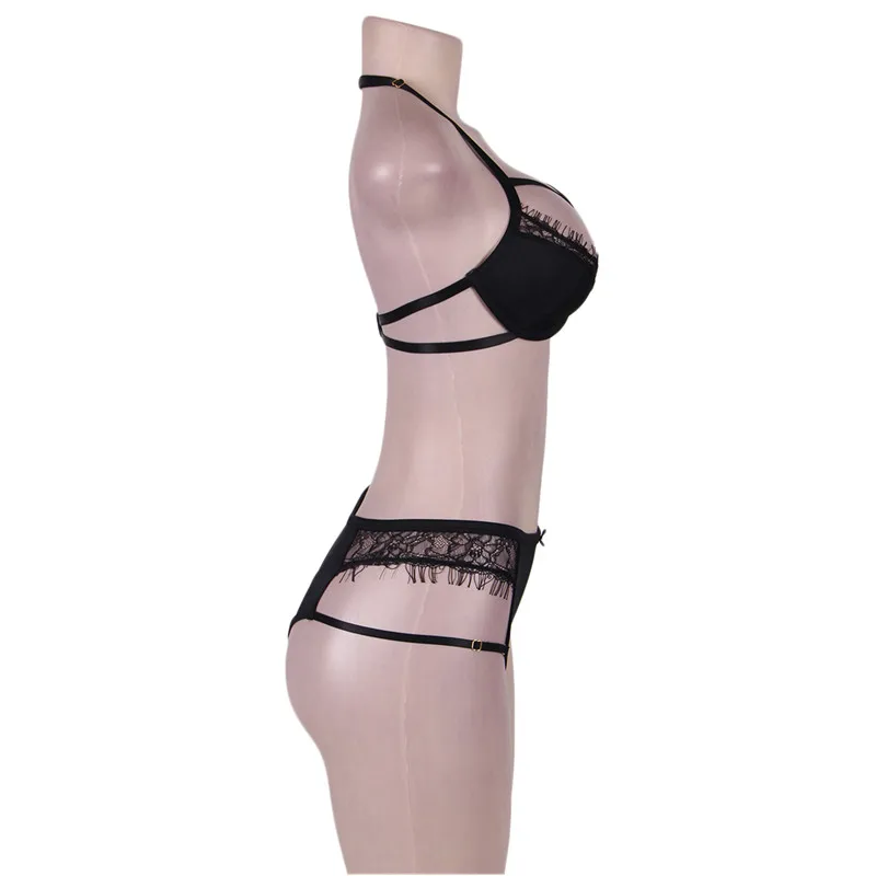 Comeonlover сексуальное нижнее белье женский набор эротических ресниц кружева Strappy Холтер сексуальное женское белье набор плюс Размер 6XL Jaretelles комплект RI80294