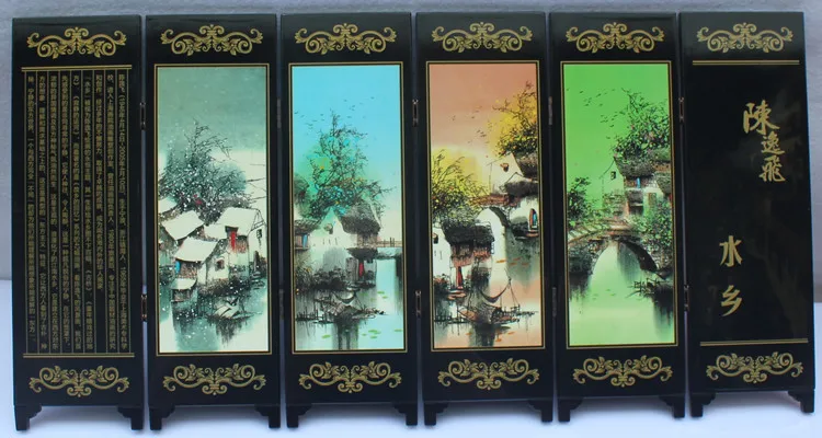 Лаковая фотография маленький экран Jiangnan украшение интерьера для дома китайские