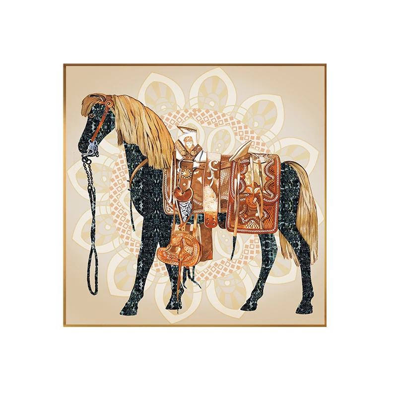 Orange horse Абстрактная Картина на холсте король лошадь искусство настенные картины большой плакат печать для гостиной торжественно Декор поп-арт в саудовской аравии - Цвет: Orange horse