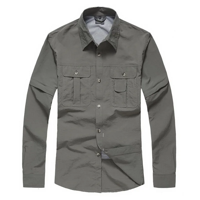 ArmyGreen Top Новые мужские быстросохнущие съемные дышащие походные рубашки/брюки, летние спортивные костюмы с защитой от солнца и УФ-лучей, комплект верхней одежды ST02 - Цвет: ArmyGreen Top