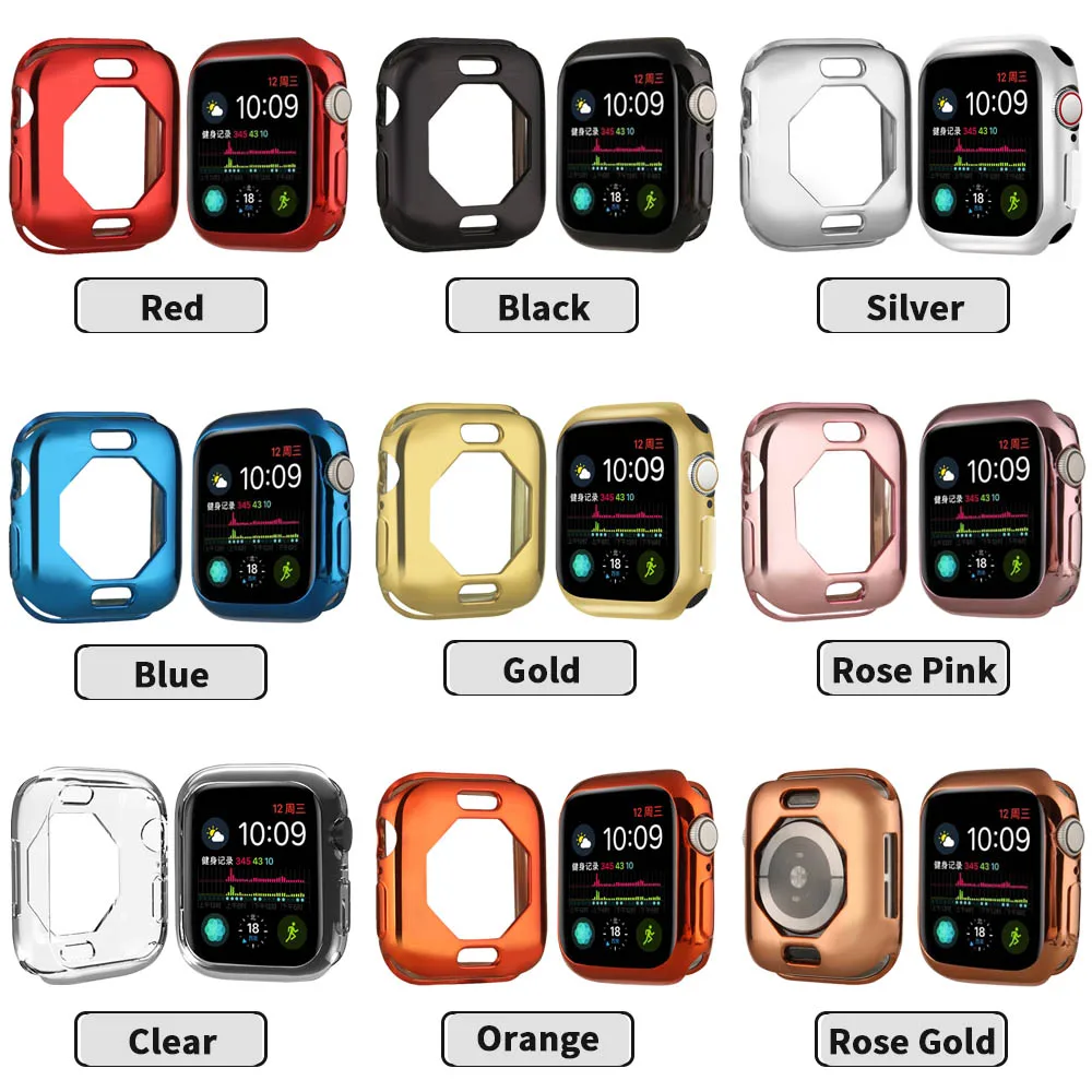 

Soft TPU Protector Cover for Apple Watch Case Series SE/6/5/4 40mm 44mm Thin Flexible High Quality Bumper Shell for iWatch Frame