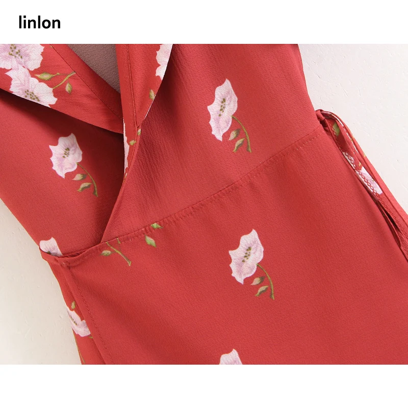 Linlon 2018 Новый V шеи Цветочный принт Асимметричная Элегантный Vestidos Обёрточная