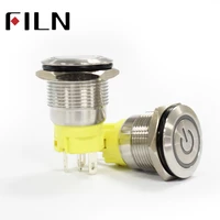 19mm 3v 6v 220v red waterproof flat round lamp button stainless steel momentary 5pins on off freeze push button switch