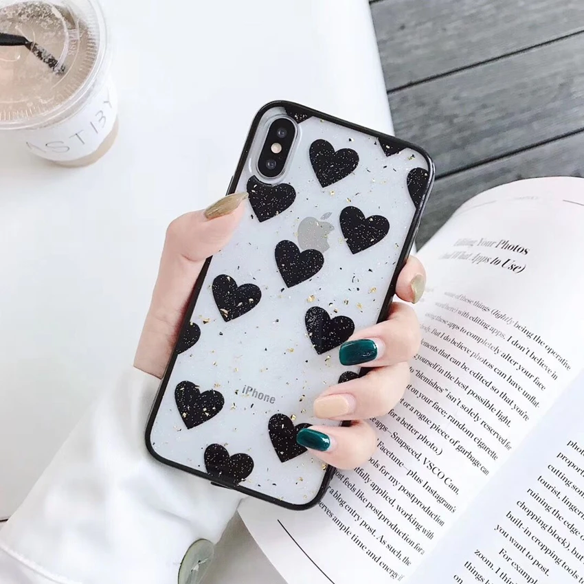 Fashion Transparent Cover For iPhone 8Plus 7 6 6S Plus X Clear Case XR XS Max Luxury Bling Gold Foil Phone Shell |