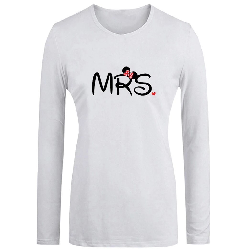Футболка с длинным рукавом MR MRS Couple принтом в виде мультяшной мышки рисунком для