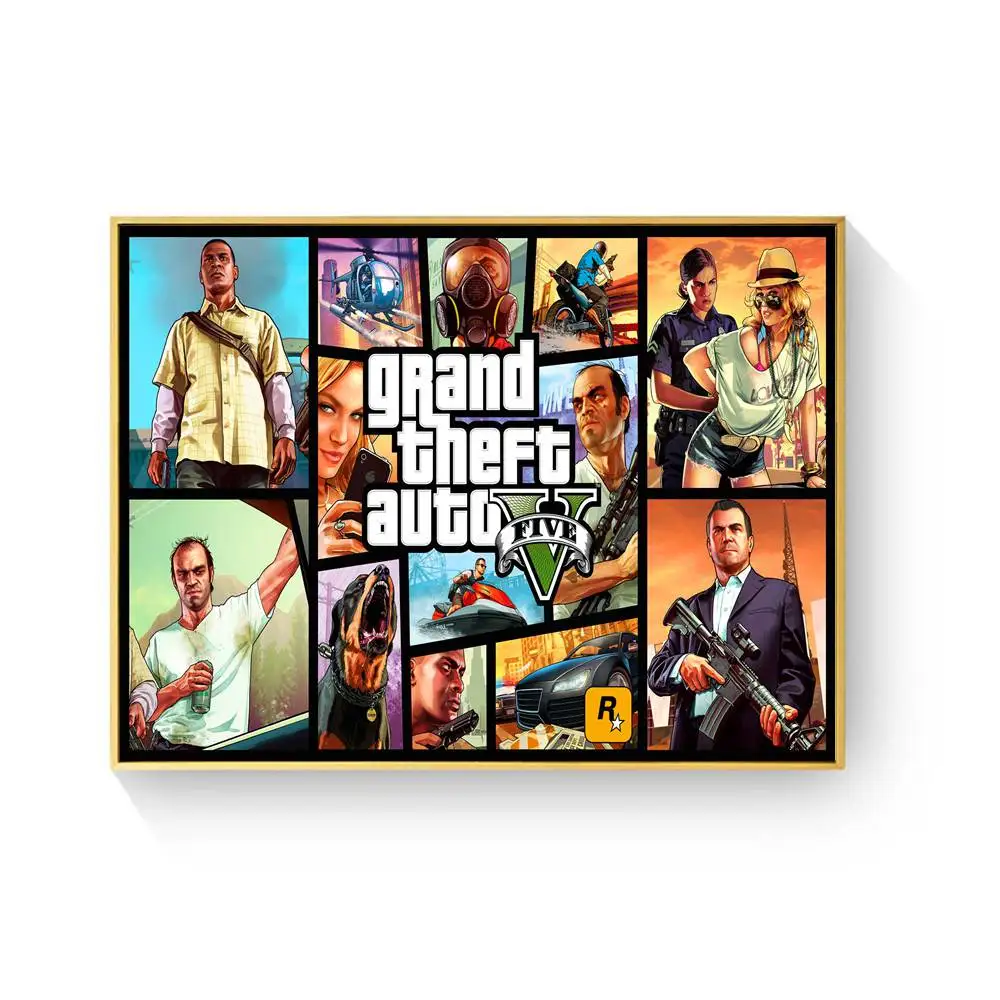 5 GTA 5 игра Винтаж Холст Искусство Печать Живопись Плакат Настенные картины для украшения дома Настенный декор подарки на год без рамки - Цвет: 5