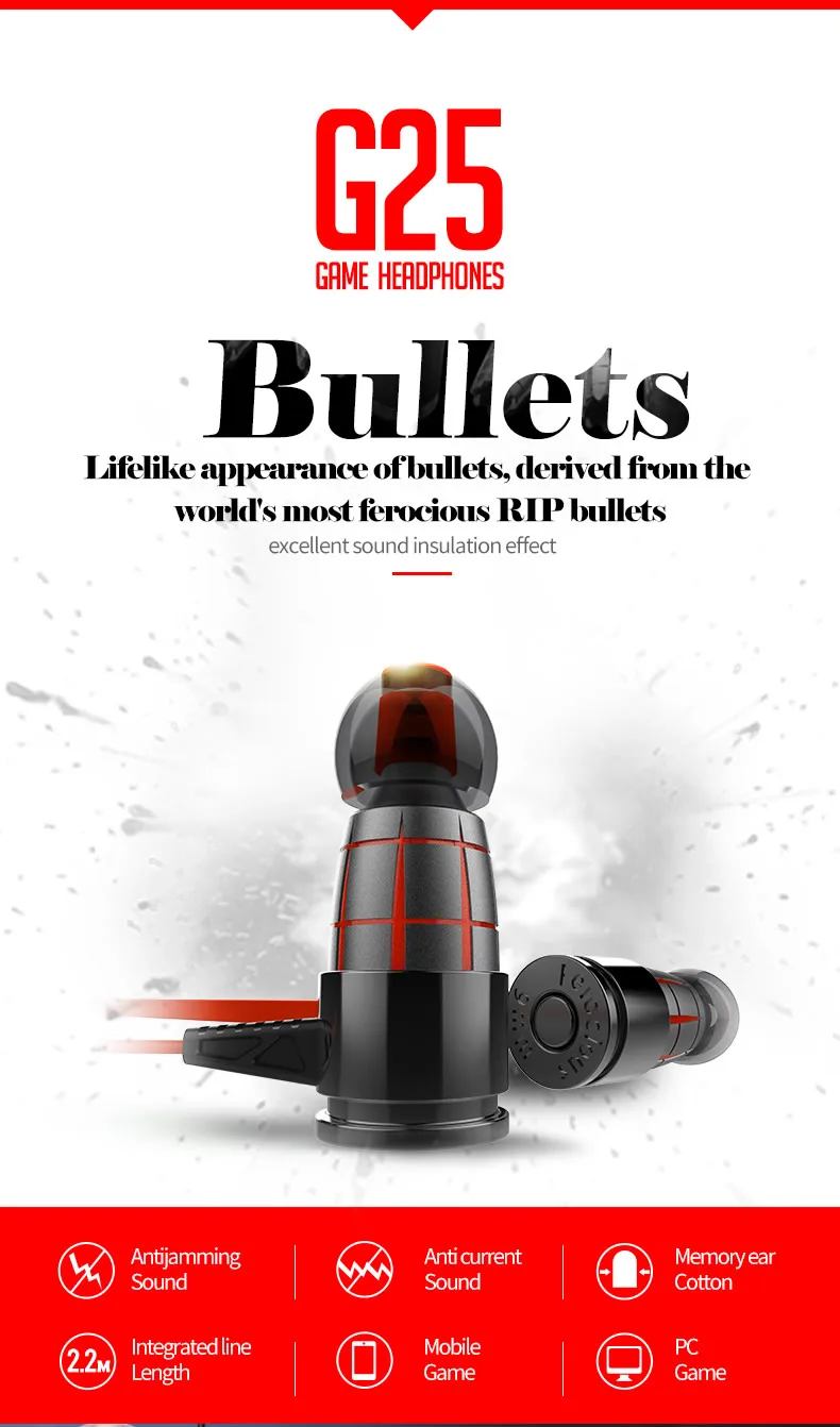 In Ear Игровые наушники провода наушники вкладыши наушники Спорт гарнитура пуля наушники для компьютера с микрофоном для Apple айфона samsung Xiaomi xaomi fone де ouvido casque фонес