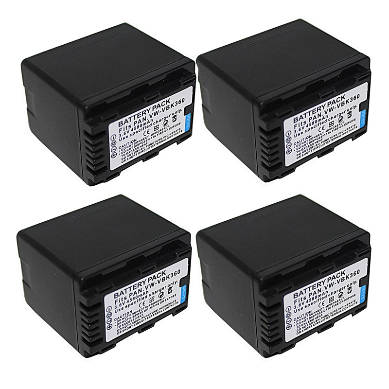 Аккумулятор 4580 мА · ч 4 шт. VW-VBK360 для камеры Panasonic HC-V10 V100 V100M V500 V500M V700 V700M HDC-HS60 HS80 SD40 |