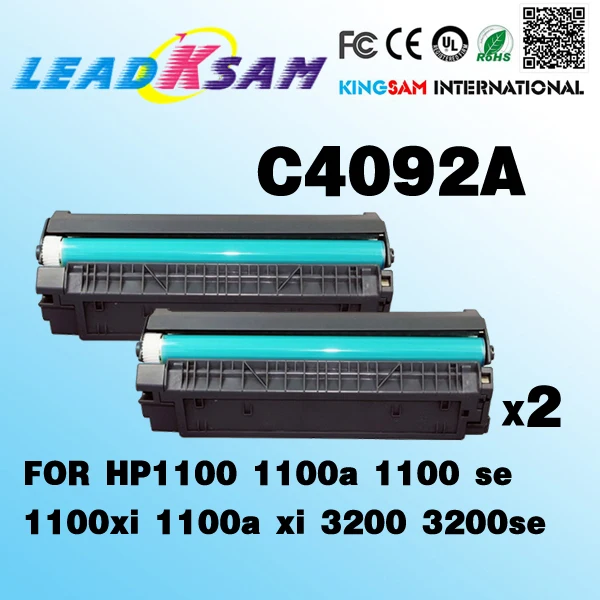 2x Новый совместимый картридж с тонером для принтера C4092A 4092A 1100 1100a se 1100xi xi 3200